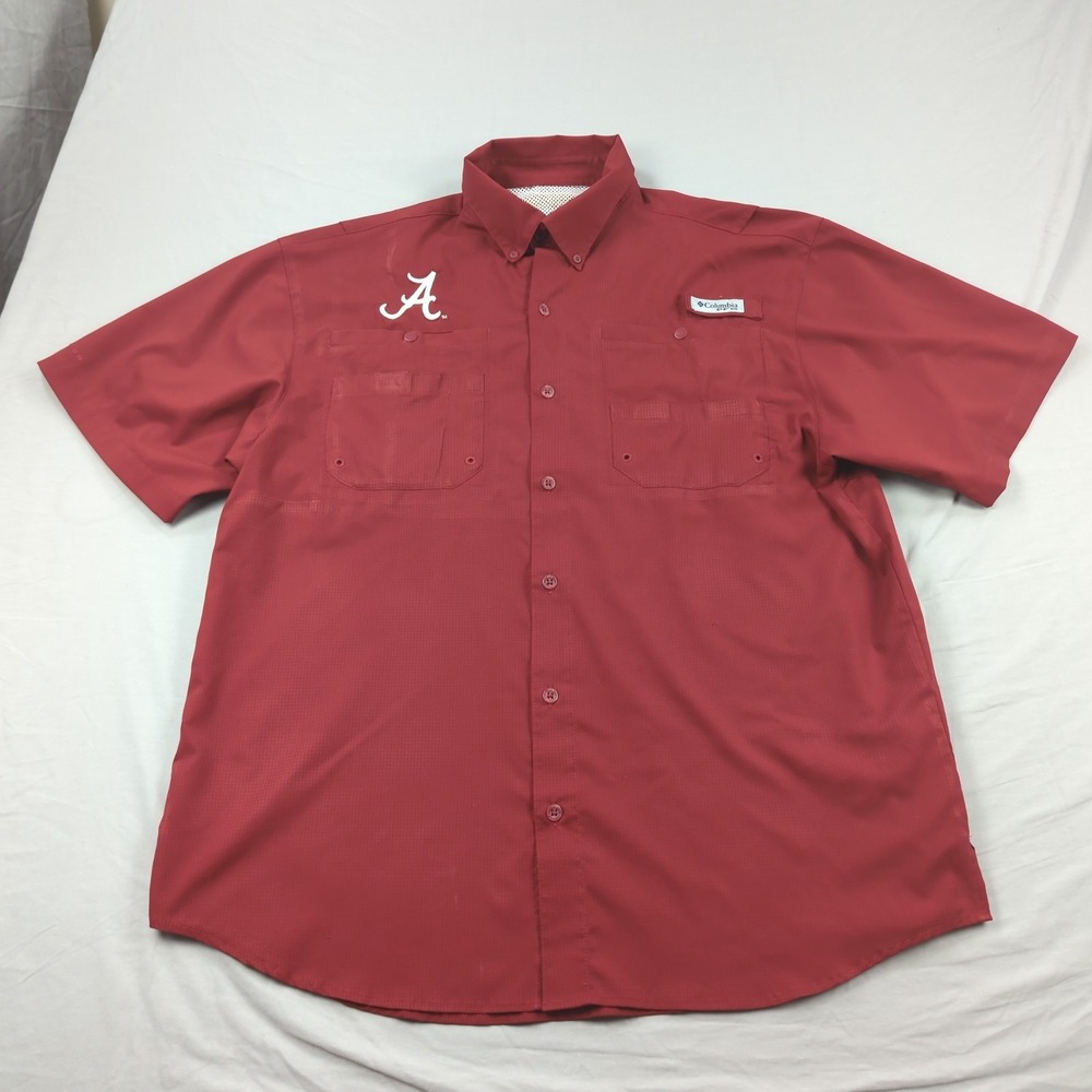 Alabama Crimson Tide Shirt Mens Medium Crimson Fishing NCAA College Columbia
